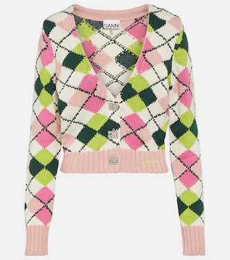 Argyle cotton cardigan | Ganni