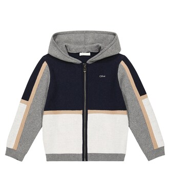 Colorblocked cotton and wool hoodie | Chloé Kids