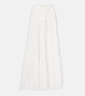 Falda larga de algodón a capas | Poupette St Barth