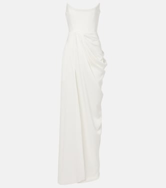 Bridal draped crêpe bustier gown | Alex Perry