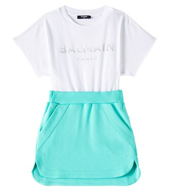 Logo cotton jersey dress | Balmain Kids