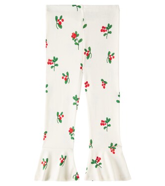 Lingonberries cotton jersey flared pants | Mini Rodini