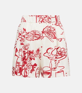 Zurich printed silk twill shorts | Asceno