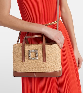 Viv' Skate Small raffia tote bag in neutrals - Roger Vivier