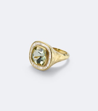 Chroma 18kt gold ring with diamonds and beryl | Octavia Elizabeth