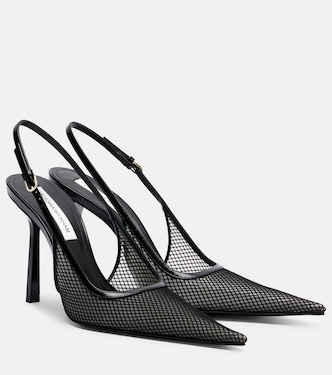 Leather-trimmed mesh slingback pumps | Victoria Beckham