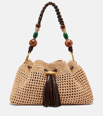 Bon Bon Medium beaded raffia bucket bag | Jimmy Choo