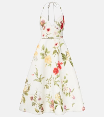 Belted floral faille cocktail dress | Oscar de la Renta