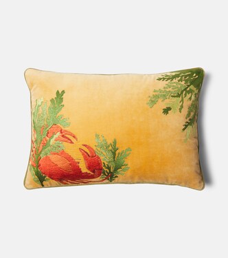 Embroidered cotton velvet cushion | Les-Ottomans