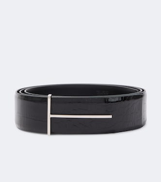 T croc-effect patent leather belt | Tom Ford