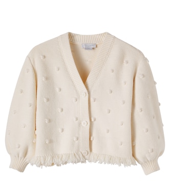 Fringed cotton and wool cardigan | Stella McCartney Kids