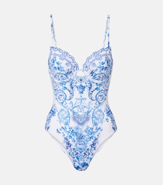 Bestickter, bedruckter Badeanzug | Camilla