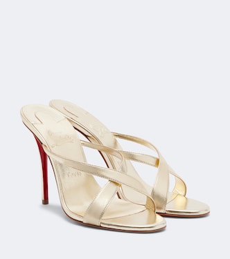 Mules Mulazee Cross en cuir métallisé | Christian Louboutin