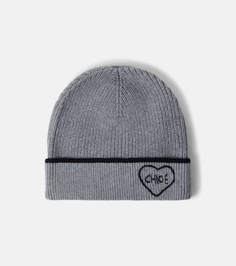 Logo cotton and wool beanie | Chloé Kids