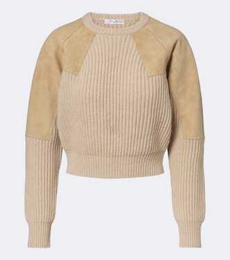Suede-paneled wool and cashmere sweater | Max Mara
