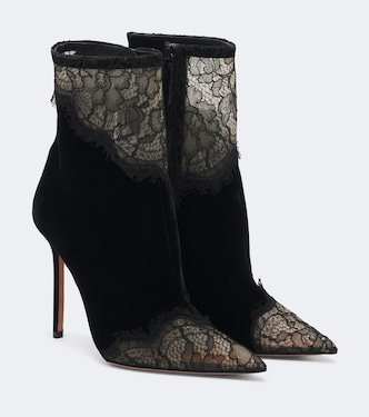 Meadow velvet and lace ankle boots | Aquazzura