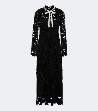 Thiora velvet guipure lace midi dress | Simkhai