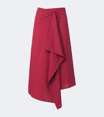 Draped cotton-blend wrap skirt | Brunello Cucinelli