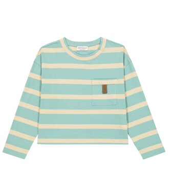 Striped cotton-blend T-shirt | Brunello Cucinelli Kids