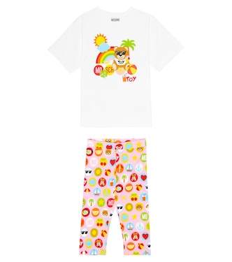 Cotton-blend jersey T-shirt and leggings set | Moschino Kids