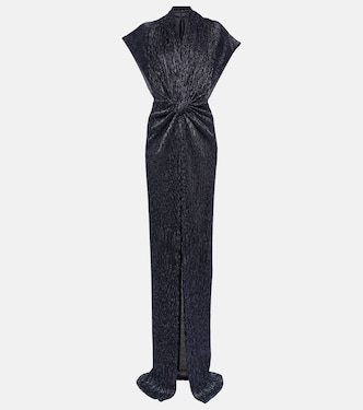Gathered metallic plissé gown | Costarellos