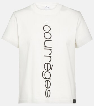 T-shirt en coton imprimé à logo | Courrèges
