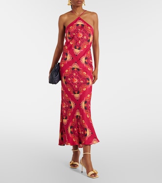 slim fit dress slacks Palm Tree Eyelet Blush Pink Sleeveless Midi Dress main image 0
