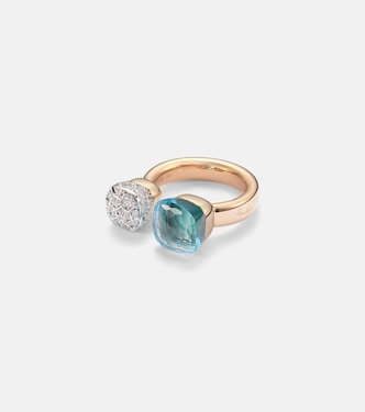 Nudo 18kt rose and white gold ring with topaz and diamonds | Pomellato