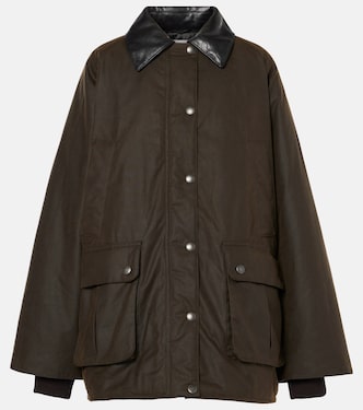 Waxed oversized canvas cotton jacket | Miu Miu