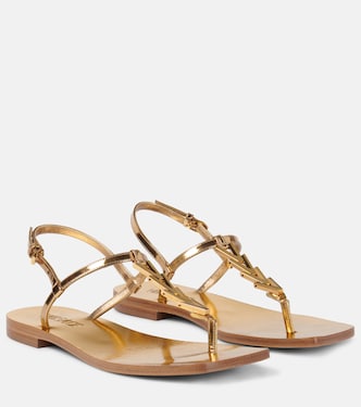 Metallic leather thong sandals | Versace