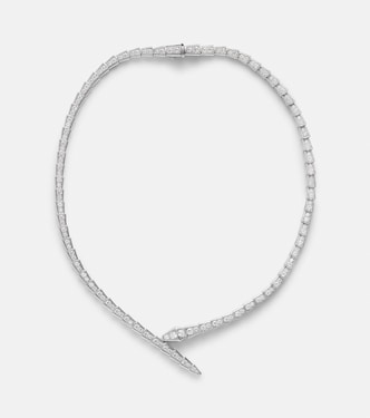 Serpenti Viper 18kt white gold necklace with diamonds  | Bvlgari