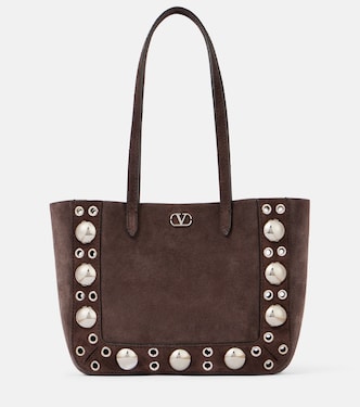 Nellcôte Small embellished suede shopper | Valentino Garavani