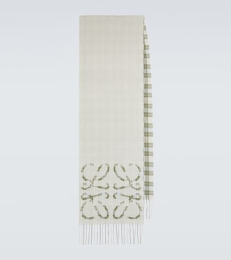 Anagram checked silk and cashmere scarf | Loewe