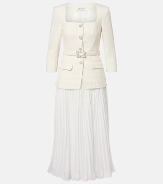 Maxikleid aus Bouclé und Chiffon | Self-Portrait