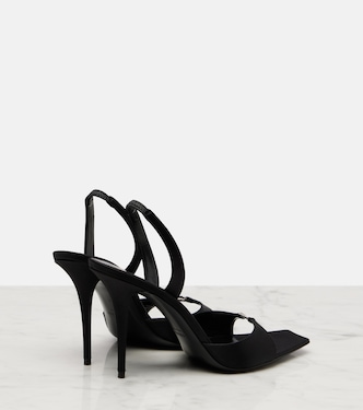 Daisy 95 embellished crêpe satin sandals in black - Saint Laurent