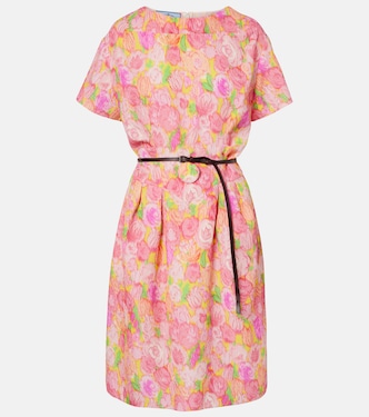 Floral silk-blend cloqué midi dress | Prada