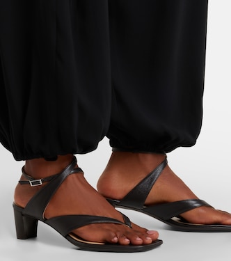Leather slingback thong sandals in brown - Lemaire | Mytheresa