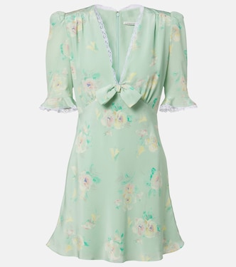 Lace-trimmed floral silk minidress | Alessandra Rich