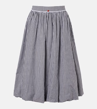 تنورة ميدي من القطن البوبلين بنقشة غينغهام Alba | Bananhot