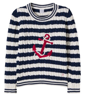 Cable-knit striped cotton sweater | Pepa London