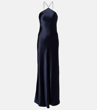Cadence halterneck satin slip dress | Staud