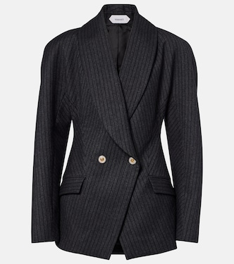 Double-breasted virgin wool twill blazer | Versace