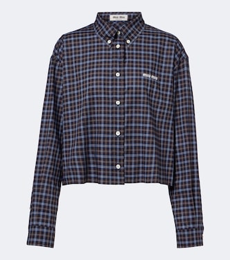 Logo plaid cotton shirt | Miu Miu