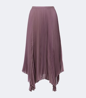 Asymmetric plissé georgette midi skirt | Valentino