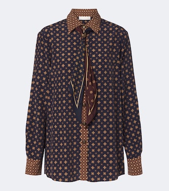 Printed tie-neck blouse | Zimmermann
