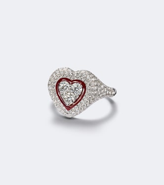 Love Pop 18kt white gold and enamel pinky ring with diamonds | Kamyen