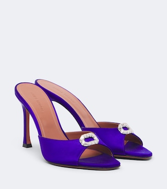 Mini Camelia embellished satin mules | Amina Muaddi