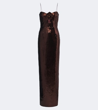 Cece floral-appliqué sequined gown | Rebecca Vallance