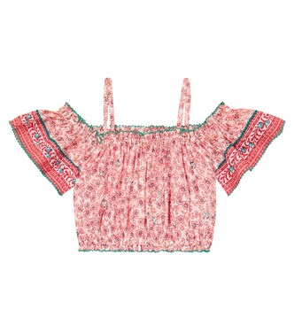 Donna floral off-shoulder top | Poupette St Barth Kids