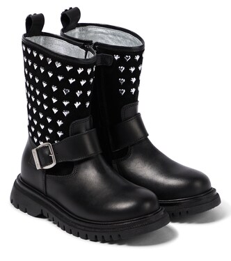 Embellished leather boots | Monnalisa